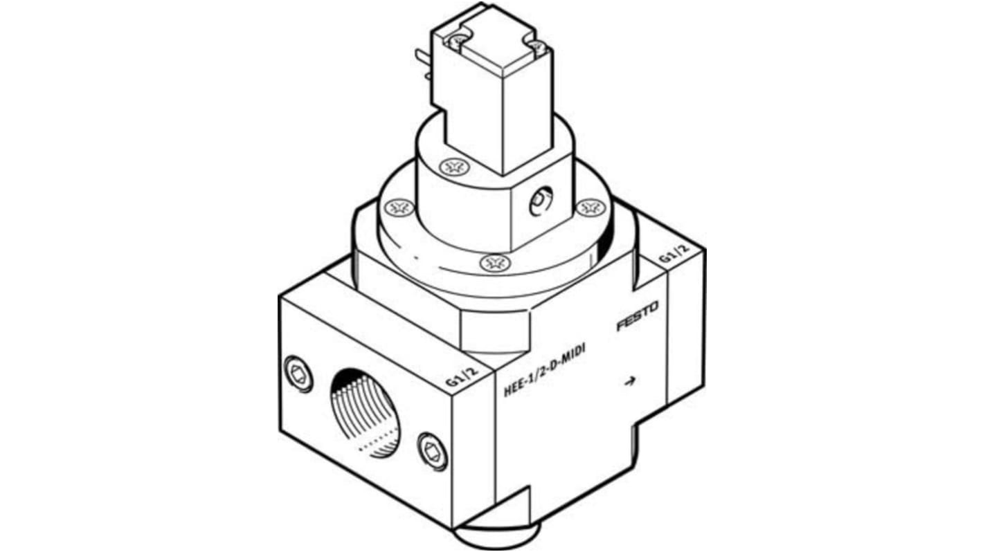 Festo 3/2 Closed, Monostable Pneumatic Manual Control Valve HEE-1/2-D-MIDI-230 Series, 1/2, 1/4, 172946