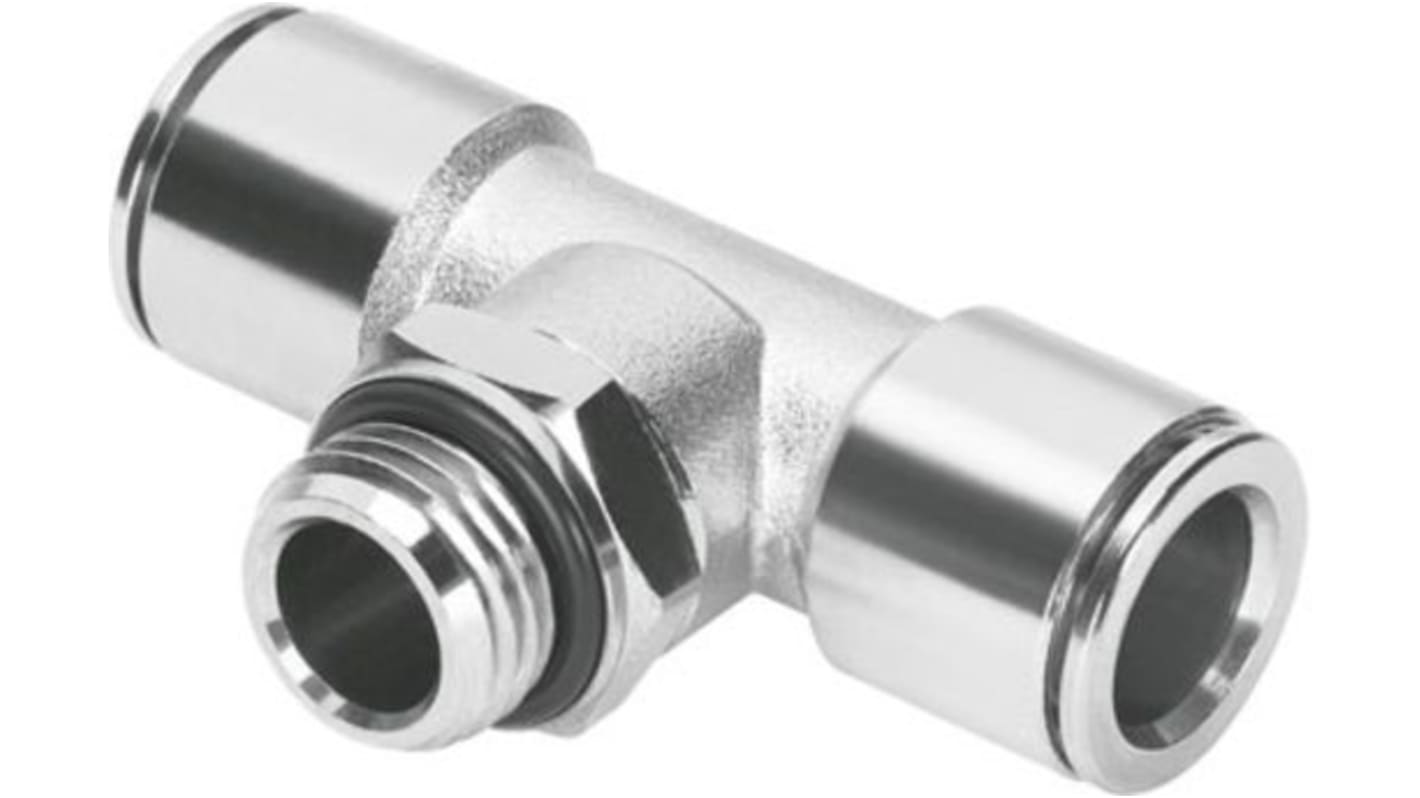 Festo Tee Threaded Adaptor, Push In 6 mm to Push In 6 mm, Threaded-to-Tube Connection Style, 558737