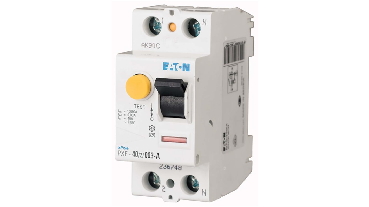 RCCB Eaton, 25A Tipo A, 2 Polos, 100mA PXF 230V ac