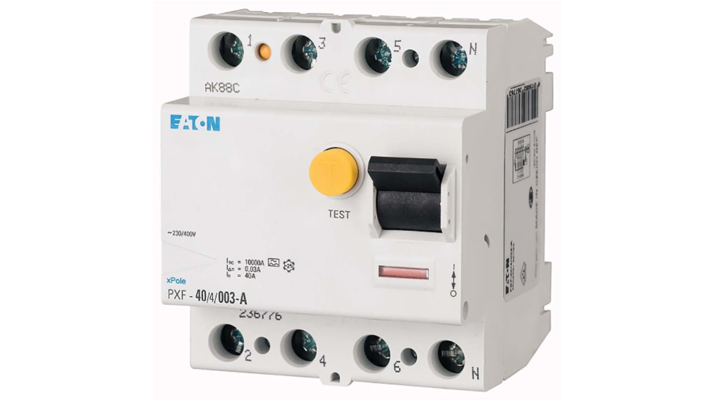 RCCB Eaton, 80A Tipo A, 4 Polos, 300mA PXF 230 V ac, 400 V ac