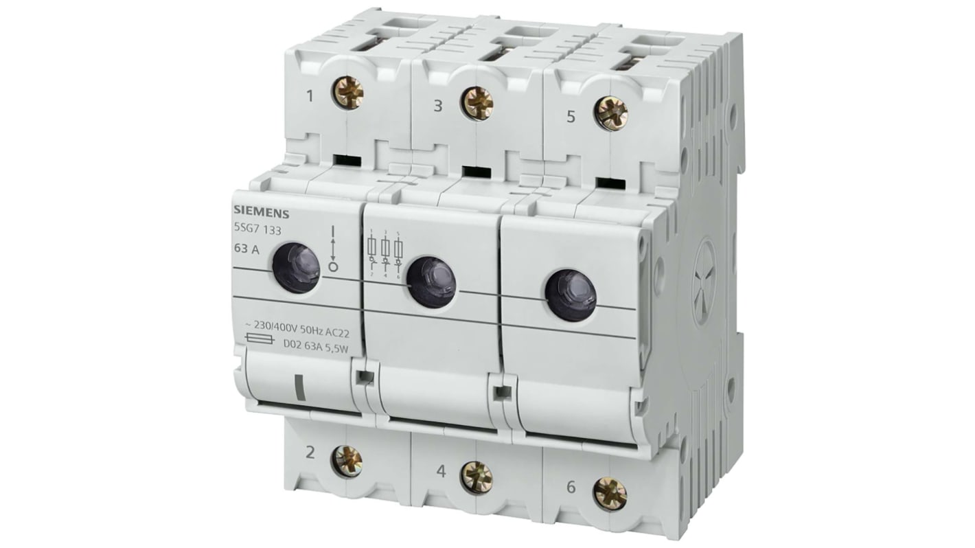 Siemens Fuse Switch Disconnector, 4 Pole, 63A Max Current, 63A Fuse Current