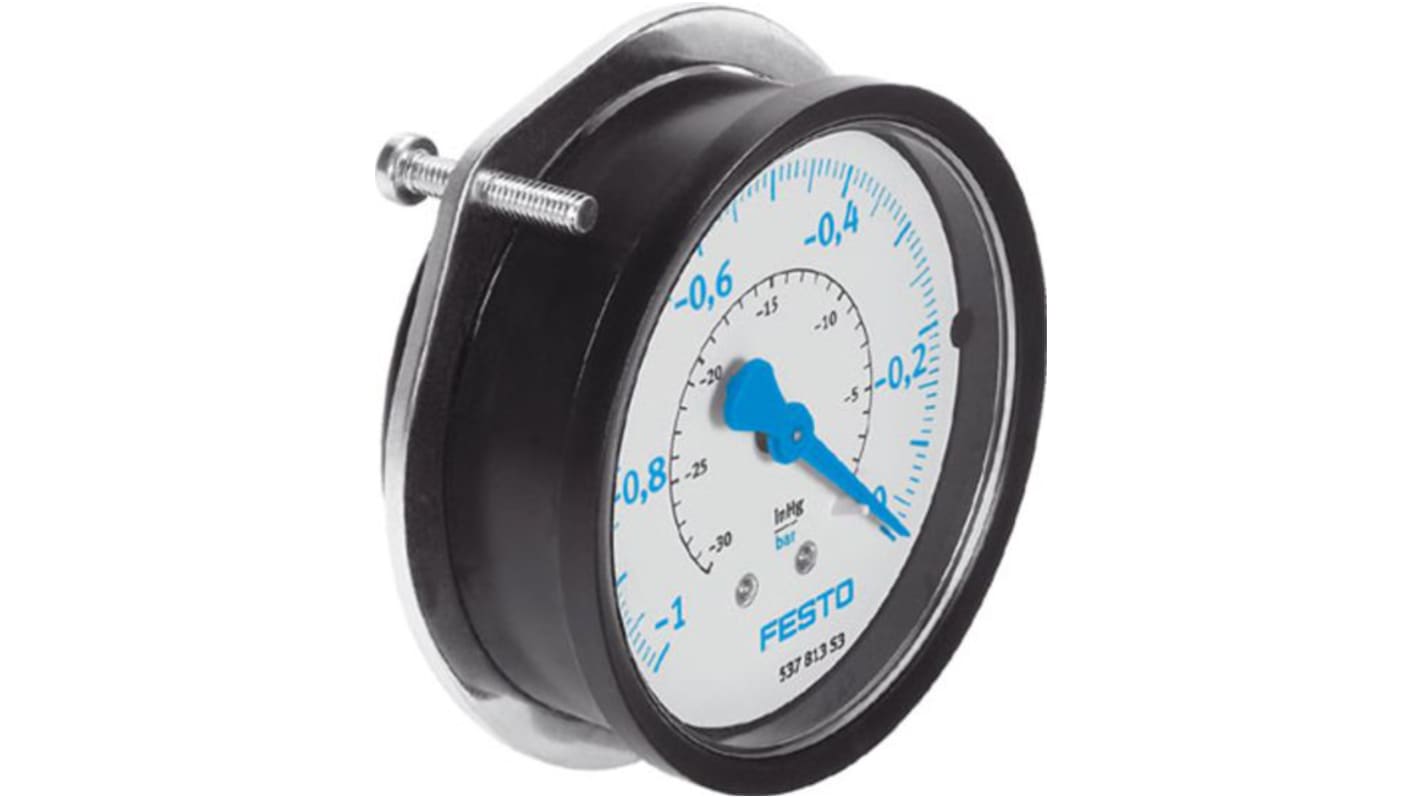 Festo Analogue Pressure Gauge 0bar Back Entry, FVAM-40-V1/0-G1/8-EN, 537812