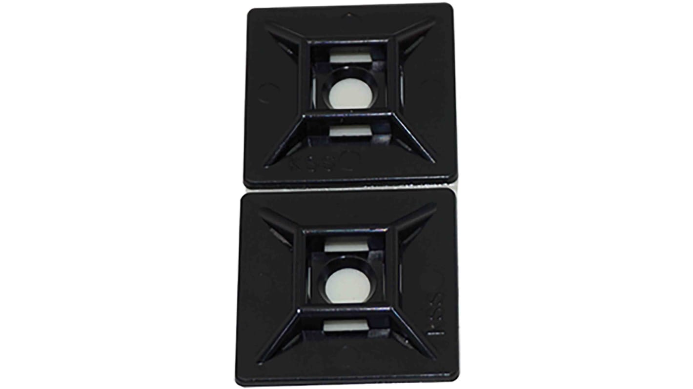 RS PRO Self Adhesive Black Cable Tie Mount 28.6 mm x 28.6mm, 5.5mm Max. Cable Tie Width