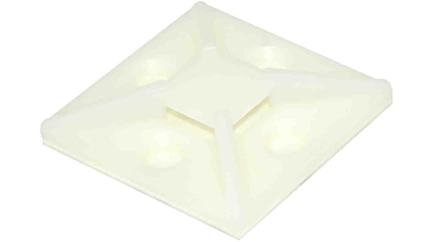 RS PRO Self Adhesive Natural Cable Tie Mount 38.5 mm x 38.5mm, 10.2mm Max. Cable Tie Width