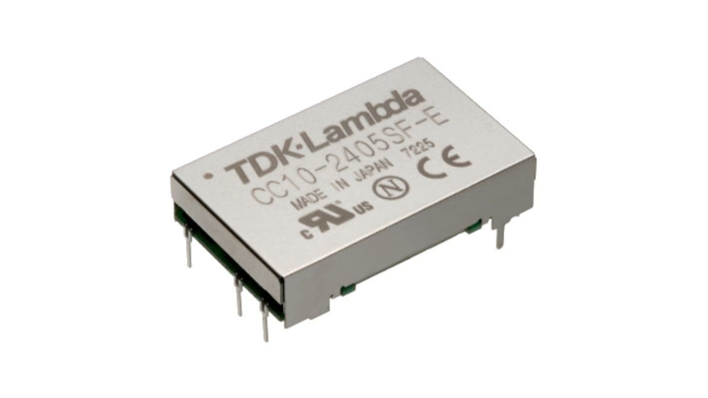 TDK-Lambda CC-E DC-DC Converter, 12V dc/ 1A Output, 4.5, 9 V dc Input, 10W, Through Hole, +85°C Max Temp -40°C Min Temp