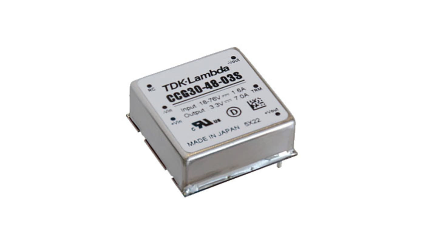 Przetwornica DC-DC, 30W, Uwe 18 → 76 V dc, Uwy 15V dc, Iwy 2A Nie, TDK-Lambda Nie