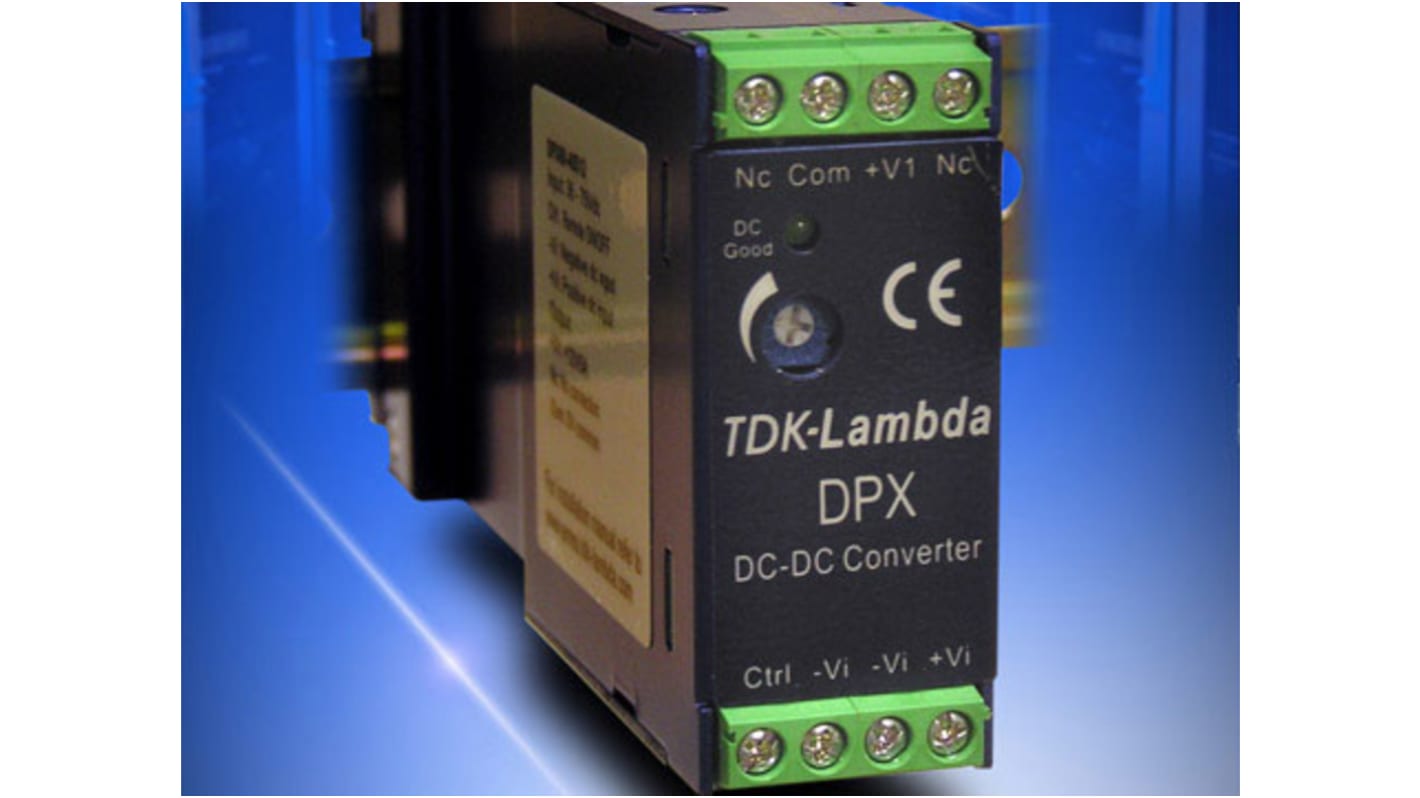 TDK-Lambda DPX DC-DC Converter, ±12V dc/ 1.6A Output, 9.5, 36 V dc Input, 40W, DIN Rail Mount, +85°C Max Temp -40°C Min