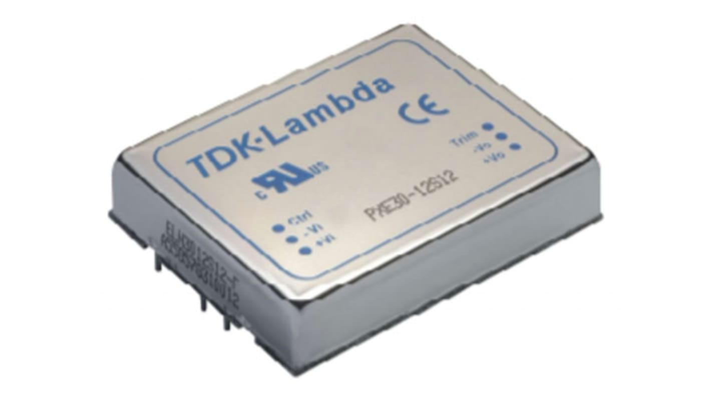 TDK-Lambda PXE DC-DC Converter, 12V dc/ 1.67A Output, 18 → 75 V dc Input, 20W, Through Hole, +100°C Max Temp