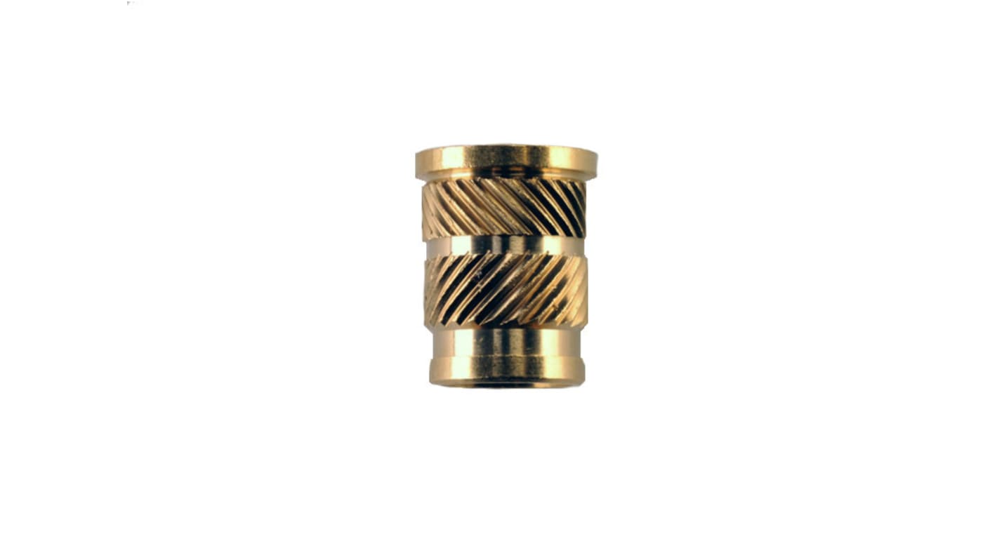 RS PRO, M5 Brass Threaded Insert, 7.9mm diameter 6.4mm Depth 9.5mm