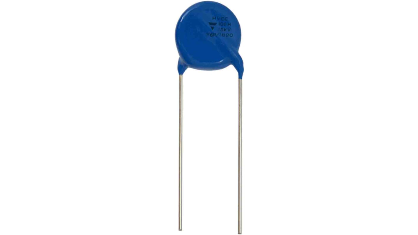 Vishay Single Layer Ceramic Capacitor (SLCC) 100pF 20kV dc ±20%, HVCC, Through Hole +105°C Max Op. Temp.