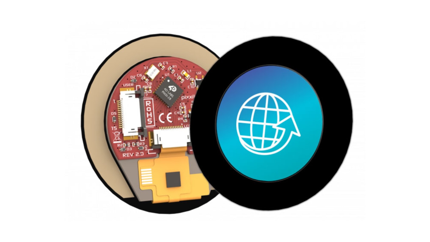 4D Systems pixxiLCD-13P2-CTP-CLB TFT LCD Colour Display / Touch Screen, 1.3in, 240 x 240pixels