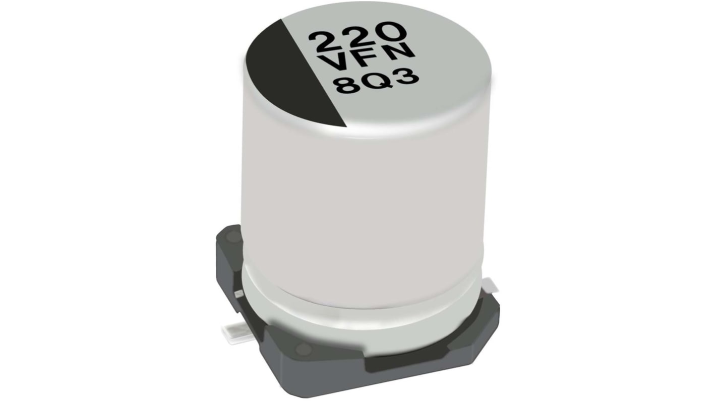 Panasonic FN-V, SMD Aluminium-Elektrolyt Kondensator 120μF ±20% / 63V dc, Ø 10mm x 10.2mm, bis 105°C