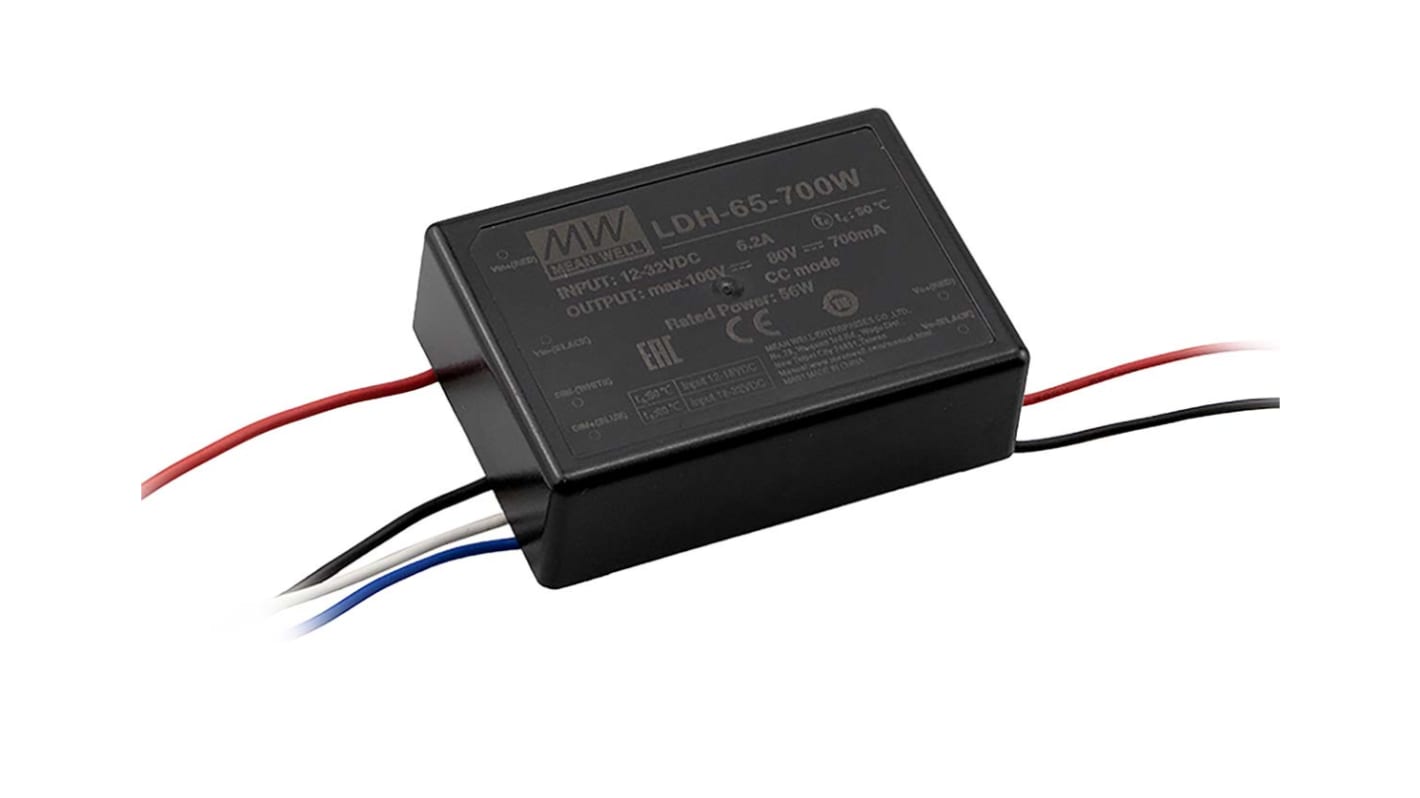 MEAN WELL LED Driver, 80V Output, 65W Output, 1.75A Output, Constant Current Dimmable