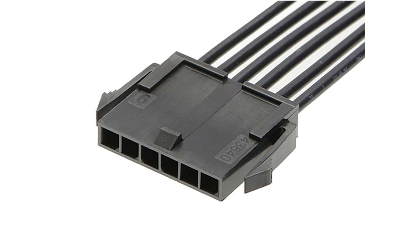 Conjunto de cables Molex Micro-Fit 3.0 214750, long. 300mm, Con A: Hembra, 5 vías, Con B: Hembra, 5 vías, paso 3mm