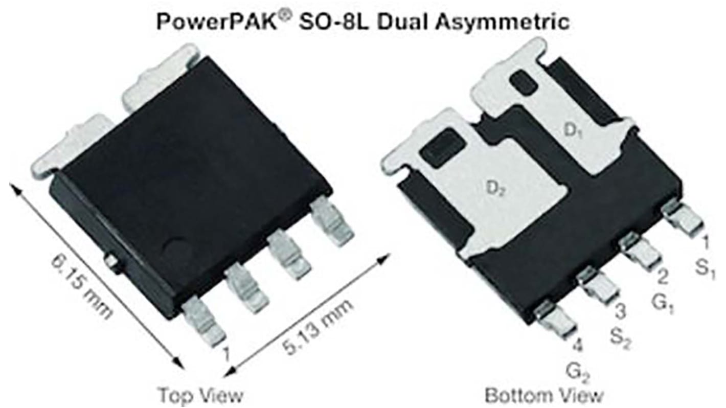 Vishay SQJ264EP SQJ264EP-T1_GE3 N-Kanal Dual, SMD MOSFET 60 V / 54 A, 6-Pin PowerPAK SO-8L Dual