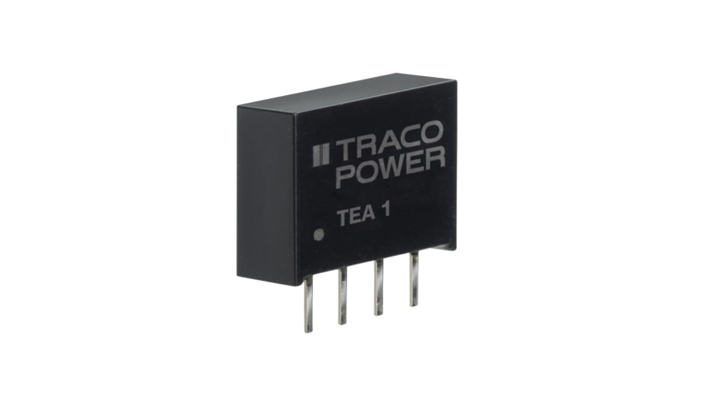 TRACOPOWER TEA 1 DC-DC Converter, 5V dc/ 200mA Output, 4.5 → 5.5 V dc Input, 1W, Through Hole, +85°C Max Temp