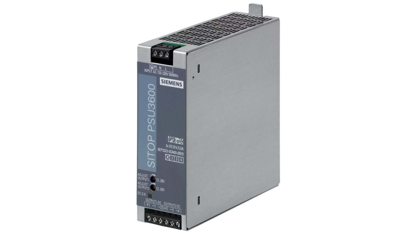 シーメンス SITOP PSU3600 DINレール取付け用スイッチング電源 15V dc, 3.5A