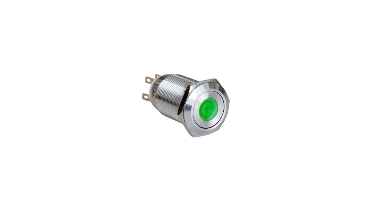 Bulgin 押しボタンスイッチ, ラッチ, SPST, 19.2mm パネルマウント, IP65