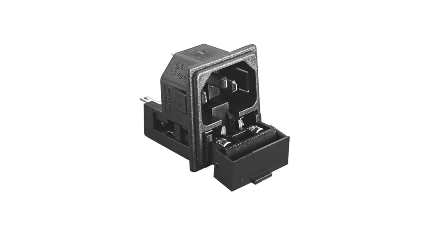 Conector IEC macho Bulgin, Recto, Encaje a Presión, 250 V, 10A de 5 x 20mm