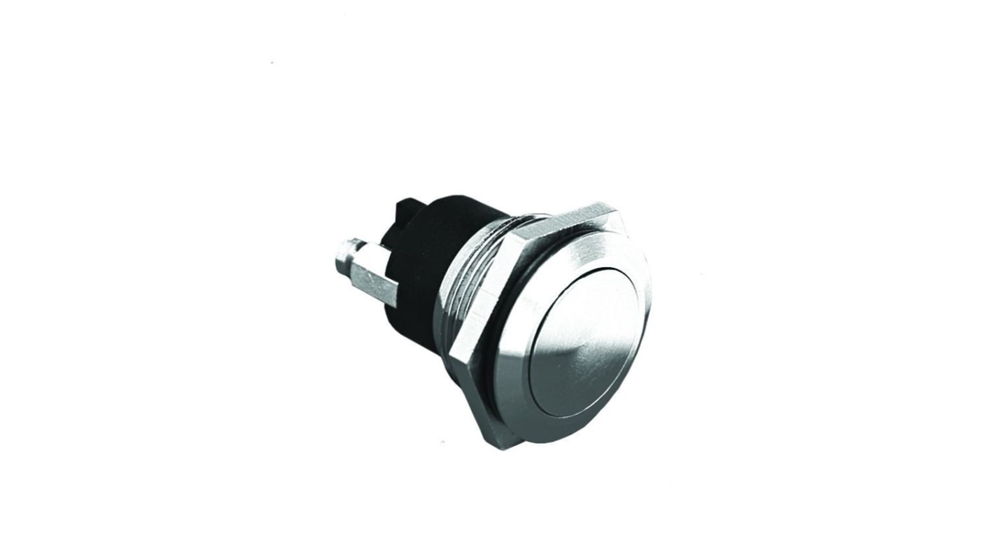 Bulgin Push Button Switch, Momentary, Panel Mount, 19.2mm Cutout, SPST, 50V, IP68