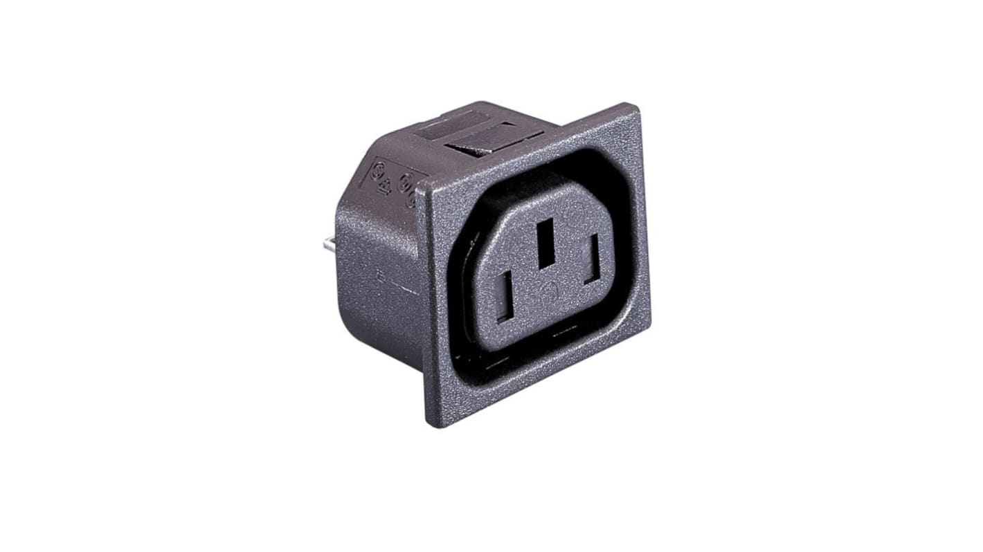 Bulgin Snap-In IEC Connector Male, 10A, 250 V