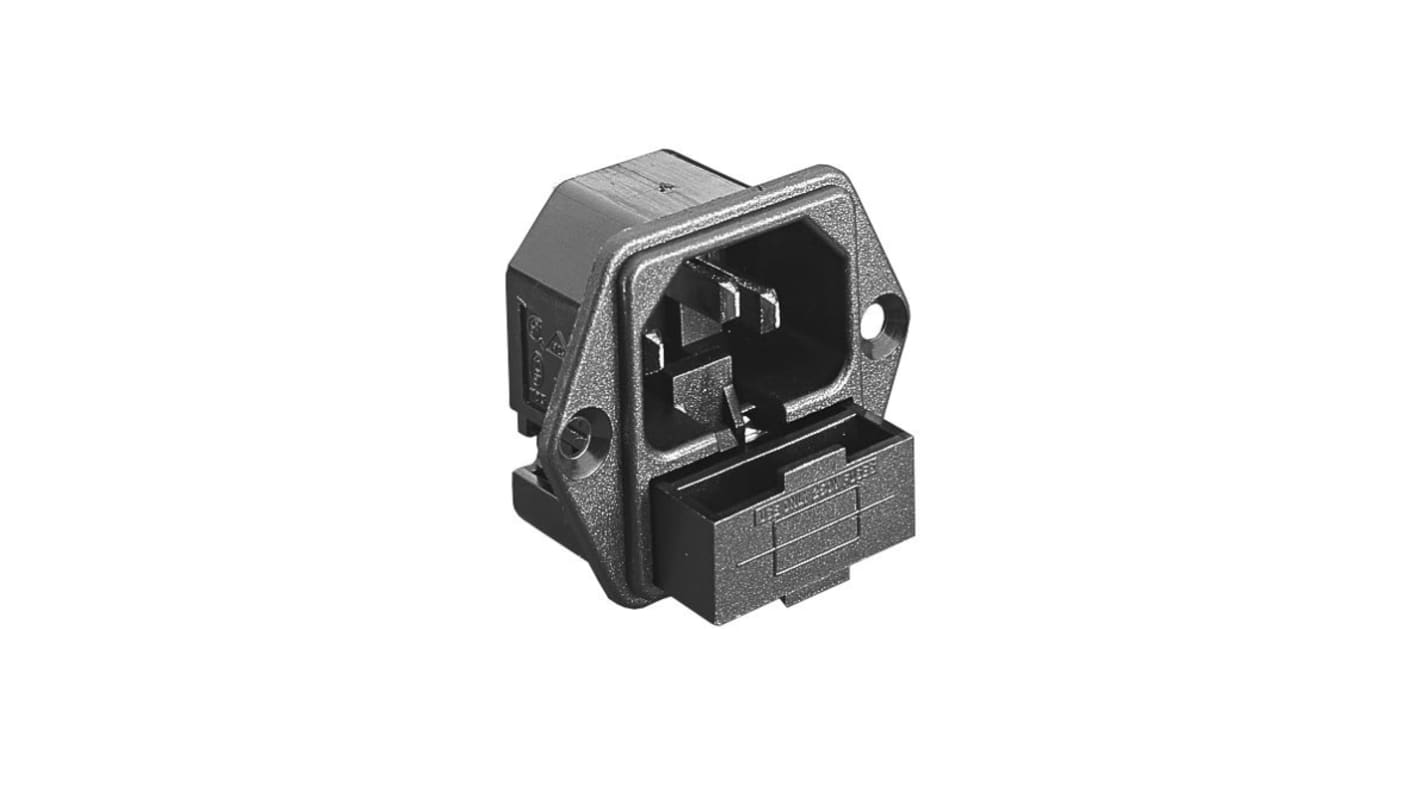 Bulgin Snap-In IEC Connector Male, 10A, 250 V, Fuse Size 5 x 20mm