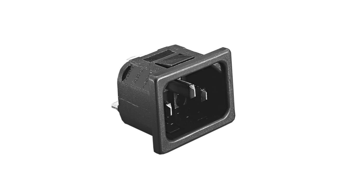 Bulgin Snap-In IEC Connector Male, 10A, 250 V