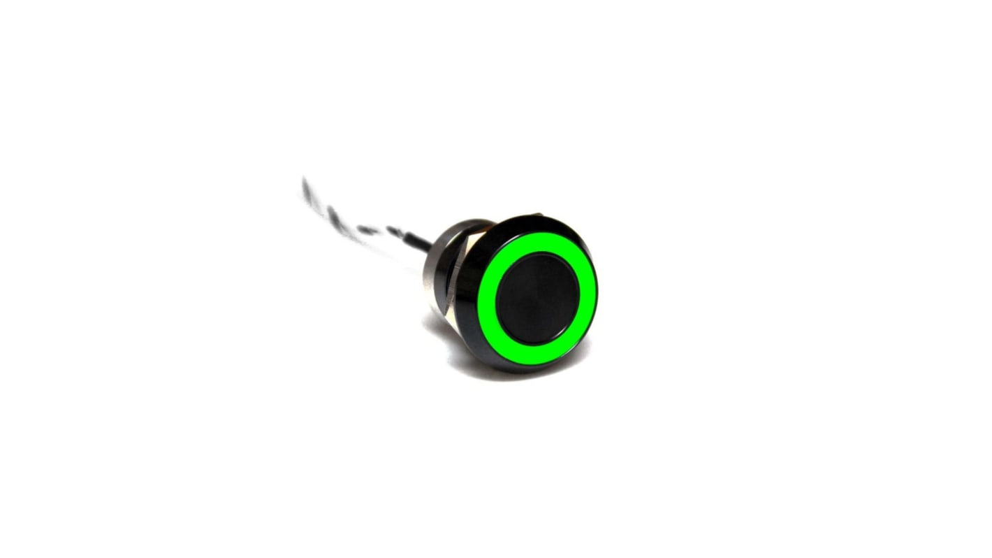 Bulgin Capacitive Switch Momentary NO,Illuminated, Green, Red, IP68, IP69K Black Anodised