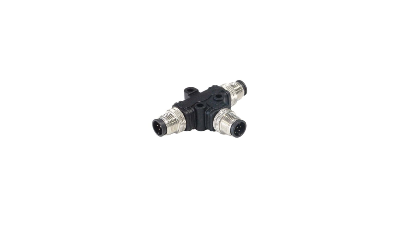 Bulgin Tee M12 Plug to 8 Pole M12 Plug Adapter
