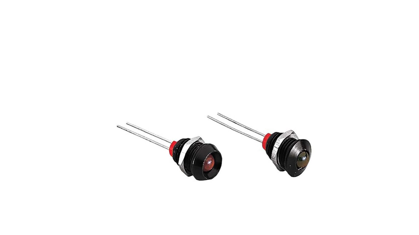 Bulgin DX Series Red Panel Mount Indicator, 2.2V dc, 8mm Mounting Hole Size, Lead Wires Termination, IP66