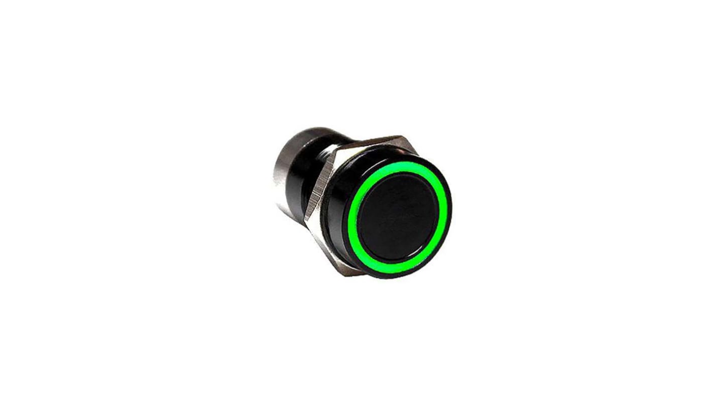 Bulgin Capacitive Switch Momentary NO,Illuminated, Green, Red, IP68, IP69K Black Anodised