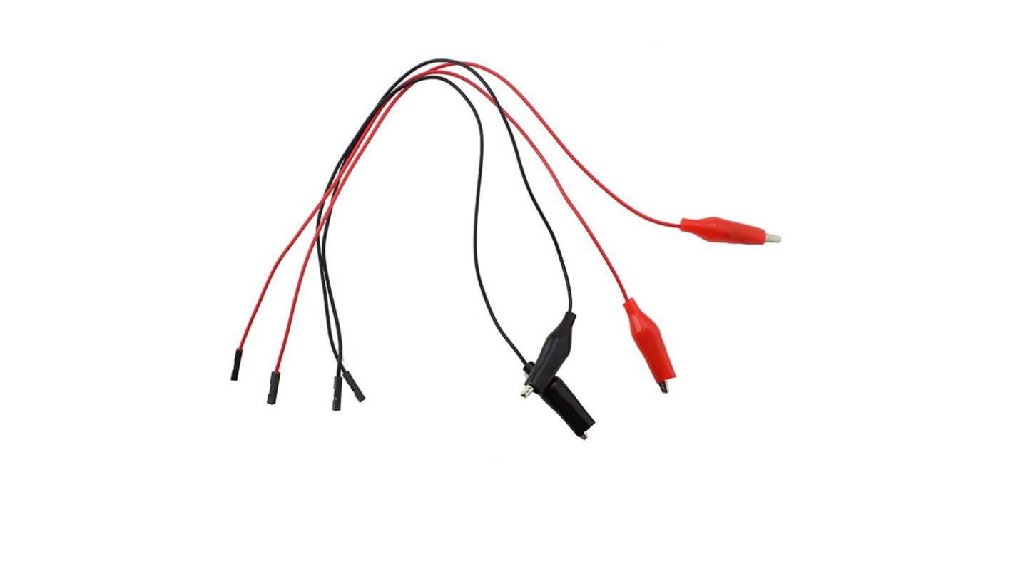 Kitronik Crocodile Clip Lead, Black, Red, 300mm Lead Length