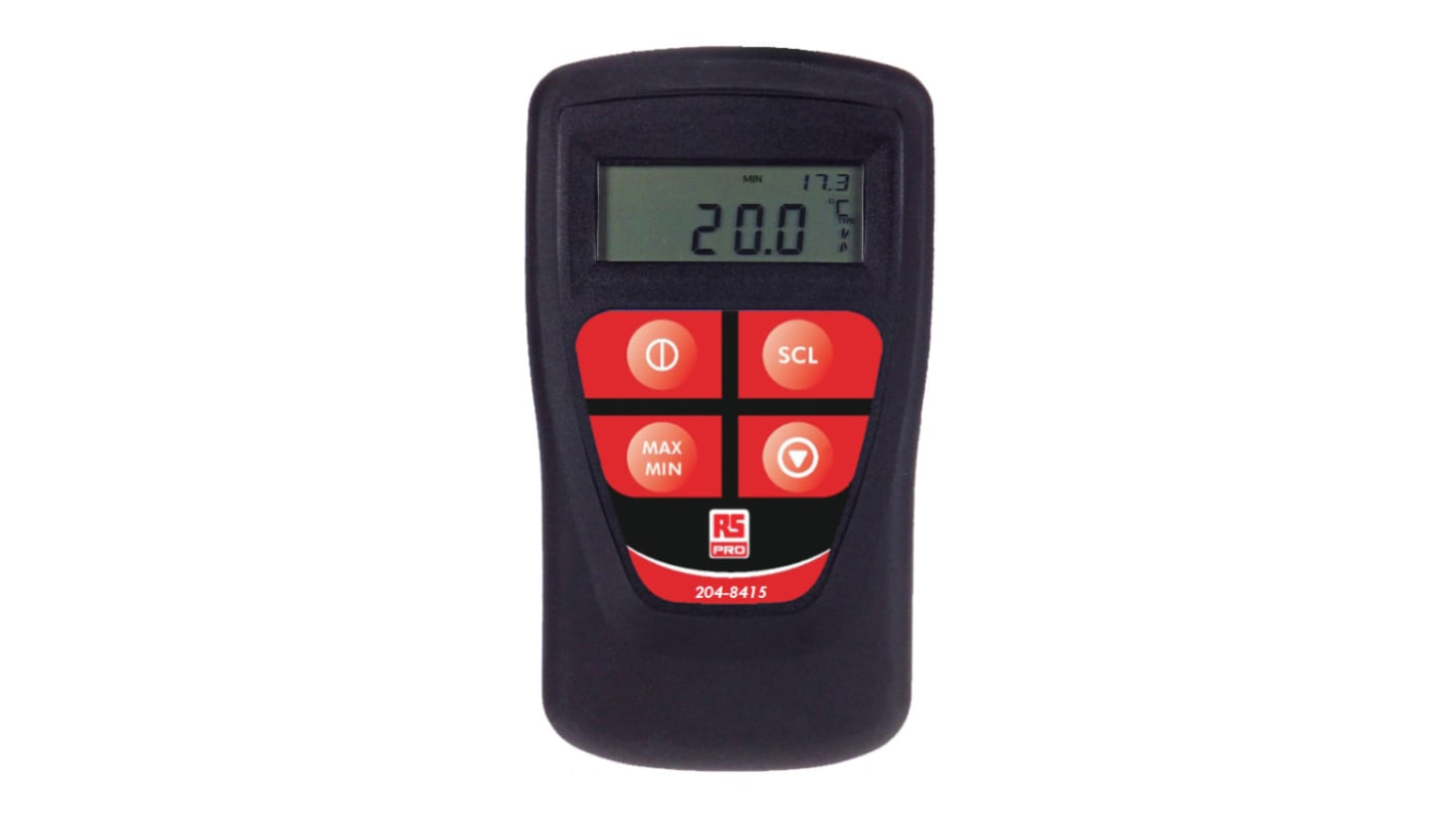 Termometr cyfrowy E, J, K, N, R, S, T liczba wejść 1 +1372°C Termopara rozdzielczość 0.1°→1000°, skala: °F/°C RS PRO
