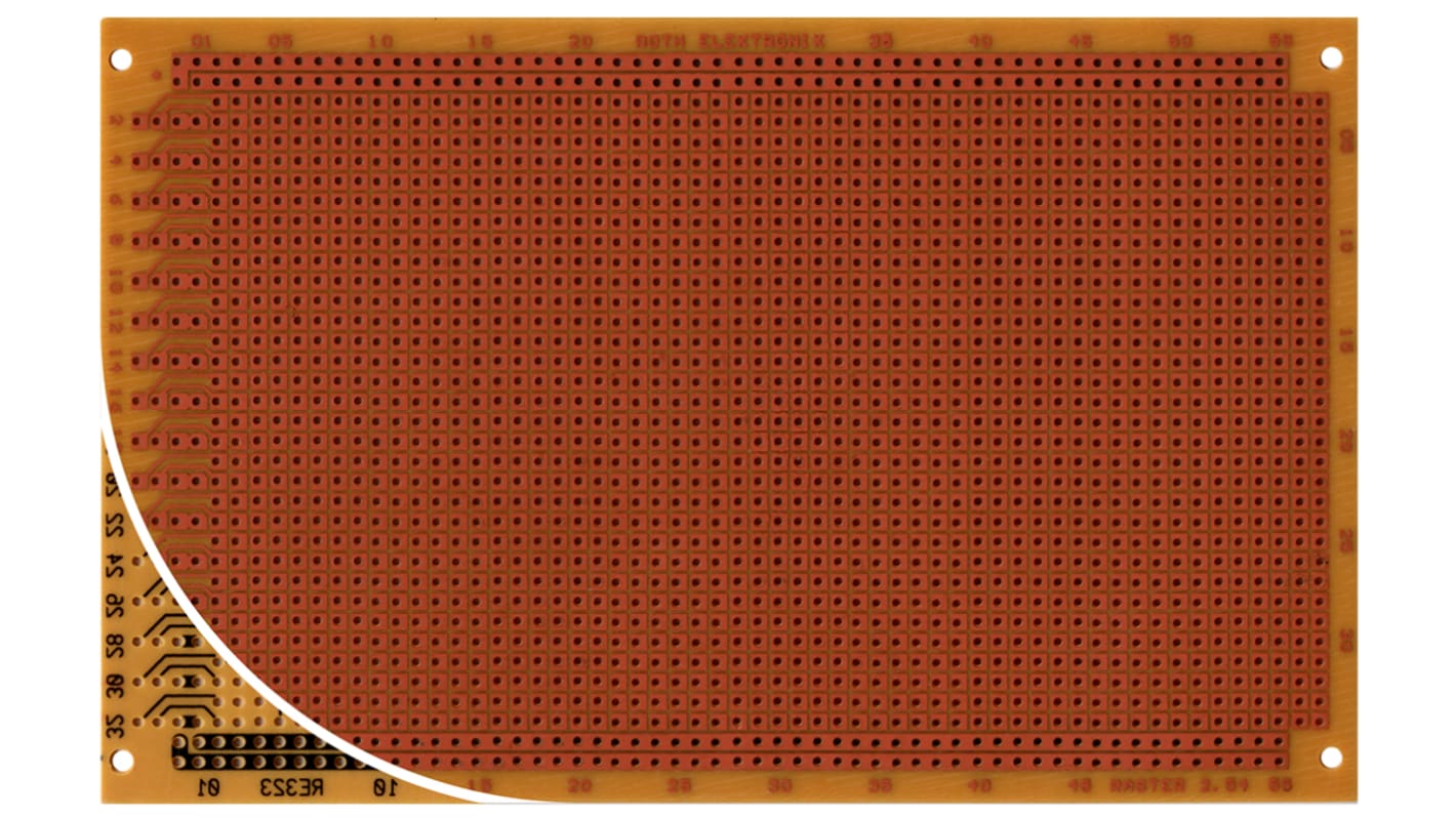 RE323-HP, Single Sided DIN 41612 D/E/F Eurocard PCB FR2 With 32 x 55 1mm Holes, 2.54 x 2.54mm Pitch, 160 x 100 x 1.5mm