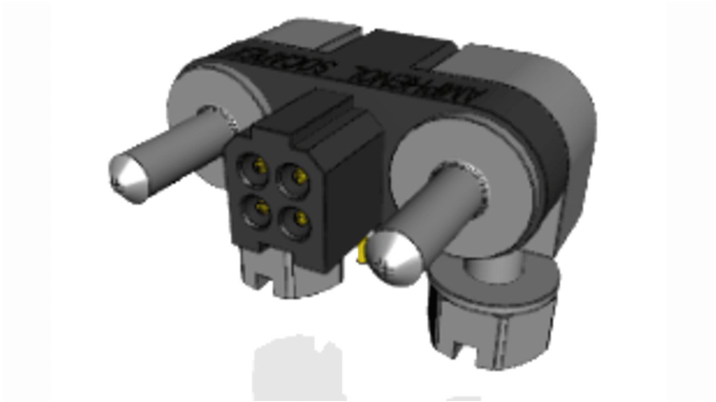 Amphenol Socapex MHDAS Series Right Angle PCB Mount PCB Header, 4 Contact(s), 1.27mm Pitch, 2 Row(s), Shrouded