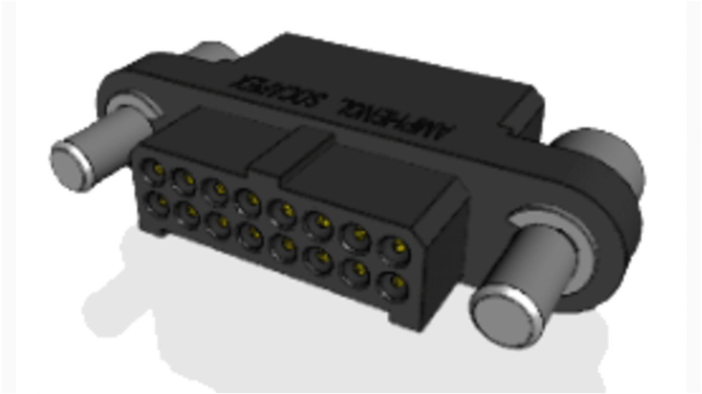 Amphenol Socapex MHDAS Series Straight PCB Mount PCB Header, 16 Contact(s), 1.27mm Pitch, 2 Row(s), Shrouded