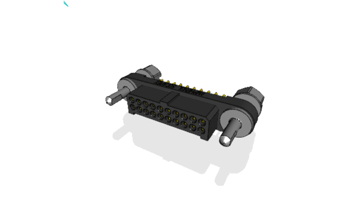 Amphenol Socapex MHDAS Series Straight PCB Mount PCB Header, 20 Contact(s), 1.27mm Pitch, 2 Row(s), Shrouded