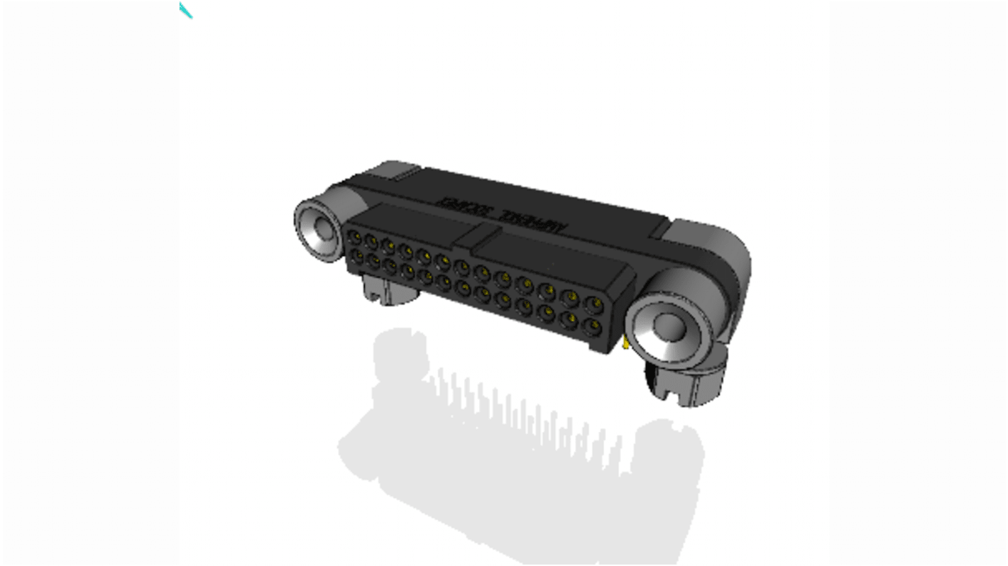 Amphenol Socapex MHDAS Mikro HDAS, 1.27mm pitch, 26-polet med 2 rækker Retvinklet Printstiftliste, Printmontering