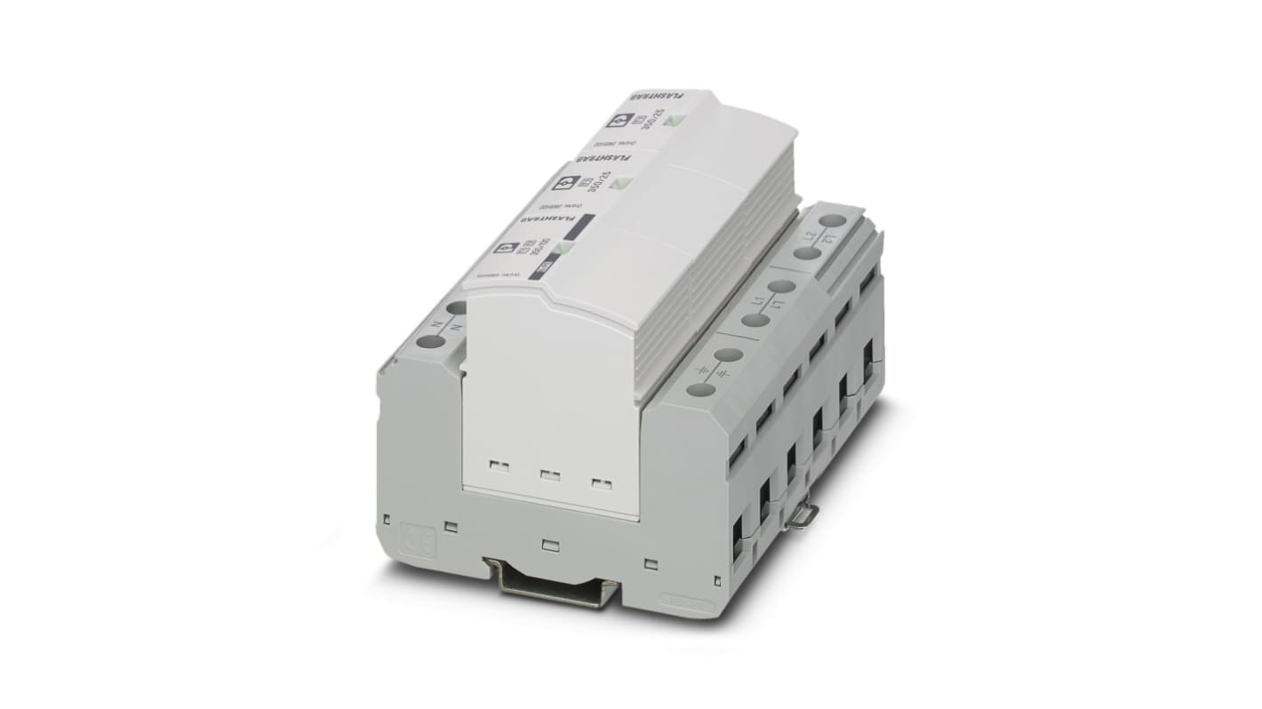 Phoenix Contact 2 Phase Surge Protector, 50kA, DIN Rail Mount