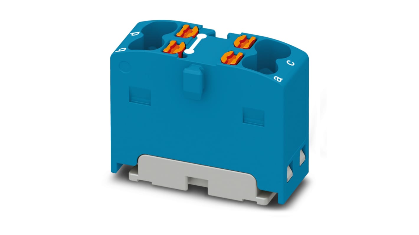 Phoenix Contact Distribution Block, 4 Way, 2.5mm², 17.5A, 450 V, Blue