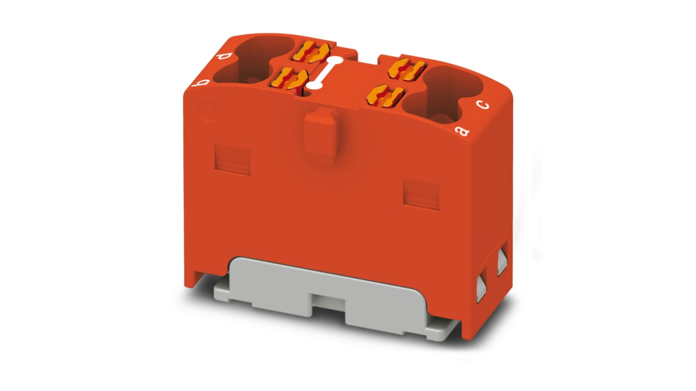 Phoenix Contact Distribution Block, 4 Way, 2.5mm², 17.5A, 450 V, Red