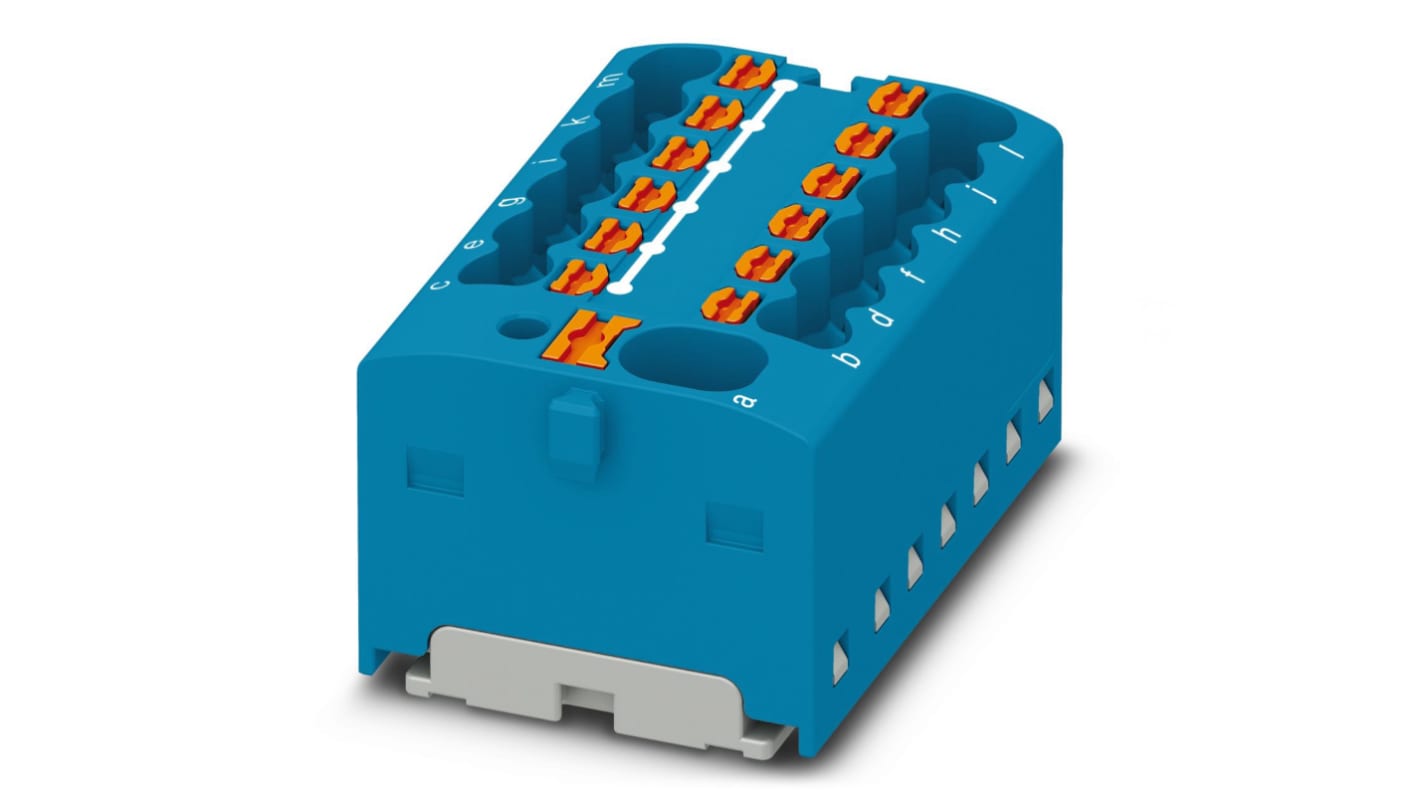 Phoenix Contact Distribution Block, 13 Way, 2.5mm², 17.5A, 450 V, Blue