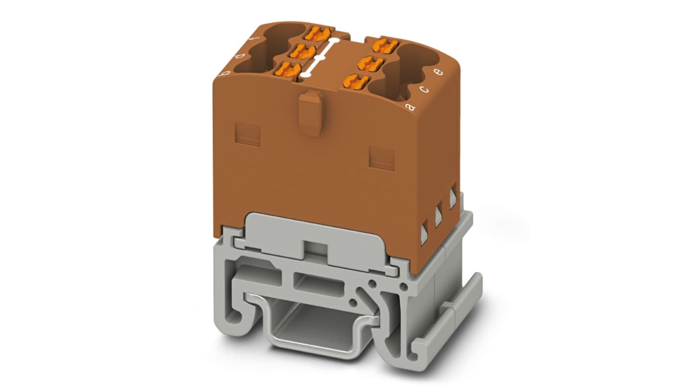 Phoenix Contact Distribution Block, 6 Way, 4mm², 24A, 500 V, Brown