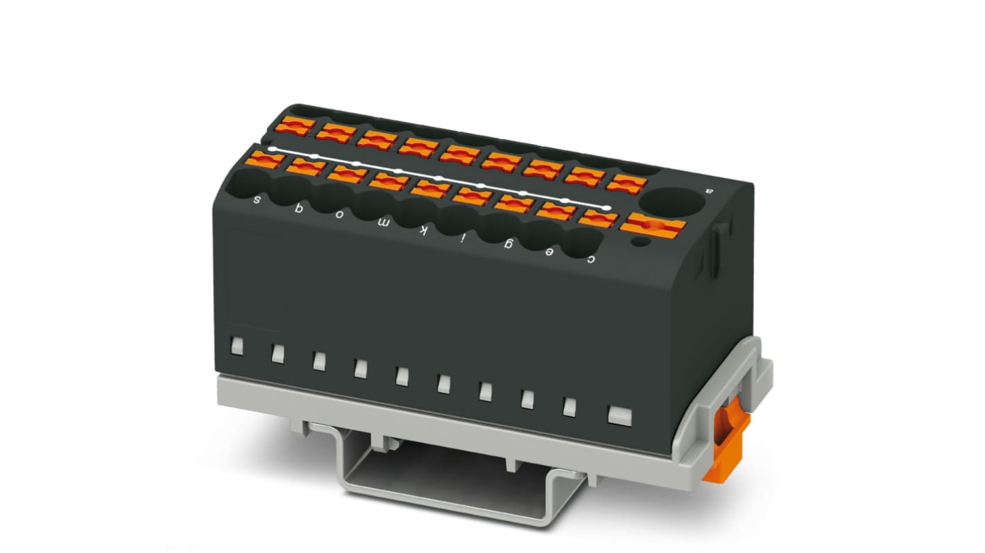 Phoenix Contact Distribution Block, 19 Way, 4mm², 24A, 690 V, Black