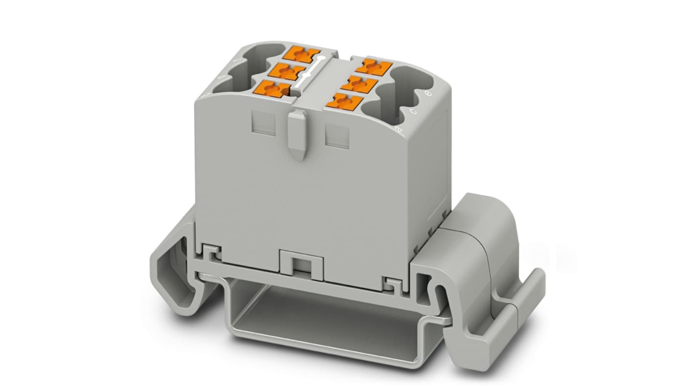 Phoenix Contact Distribution Block, 6 Way, 4mm², 24A, 690 V, Grey