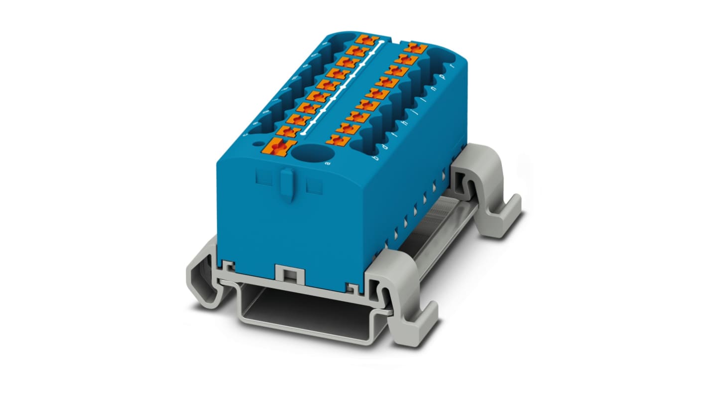Phoenix Contact Distribution Block, 19 Way, 4mm², 24A, 690 V, Blue