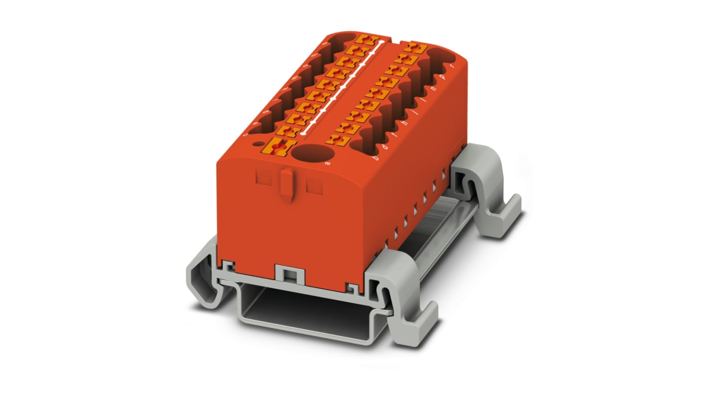 Phoenix Contact Distribution Block, 19 Way, 4mm², 24A, 690 V, Red