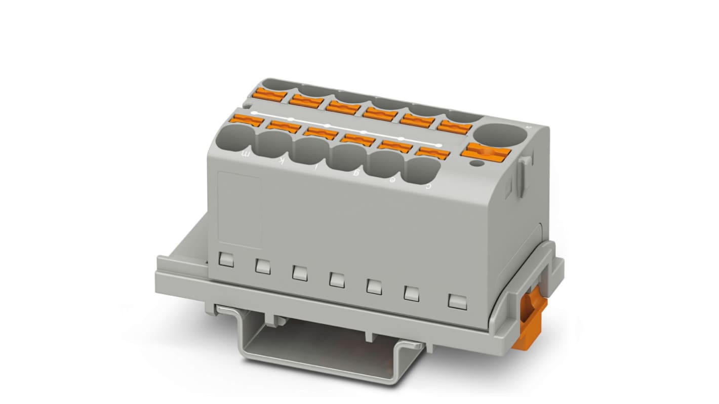 Phoenix Contact 13路分线盒, 63A, 800 V, 10 AWG线规, 灰色PA外壳