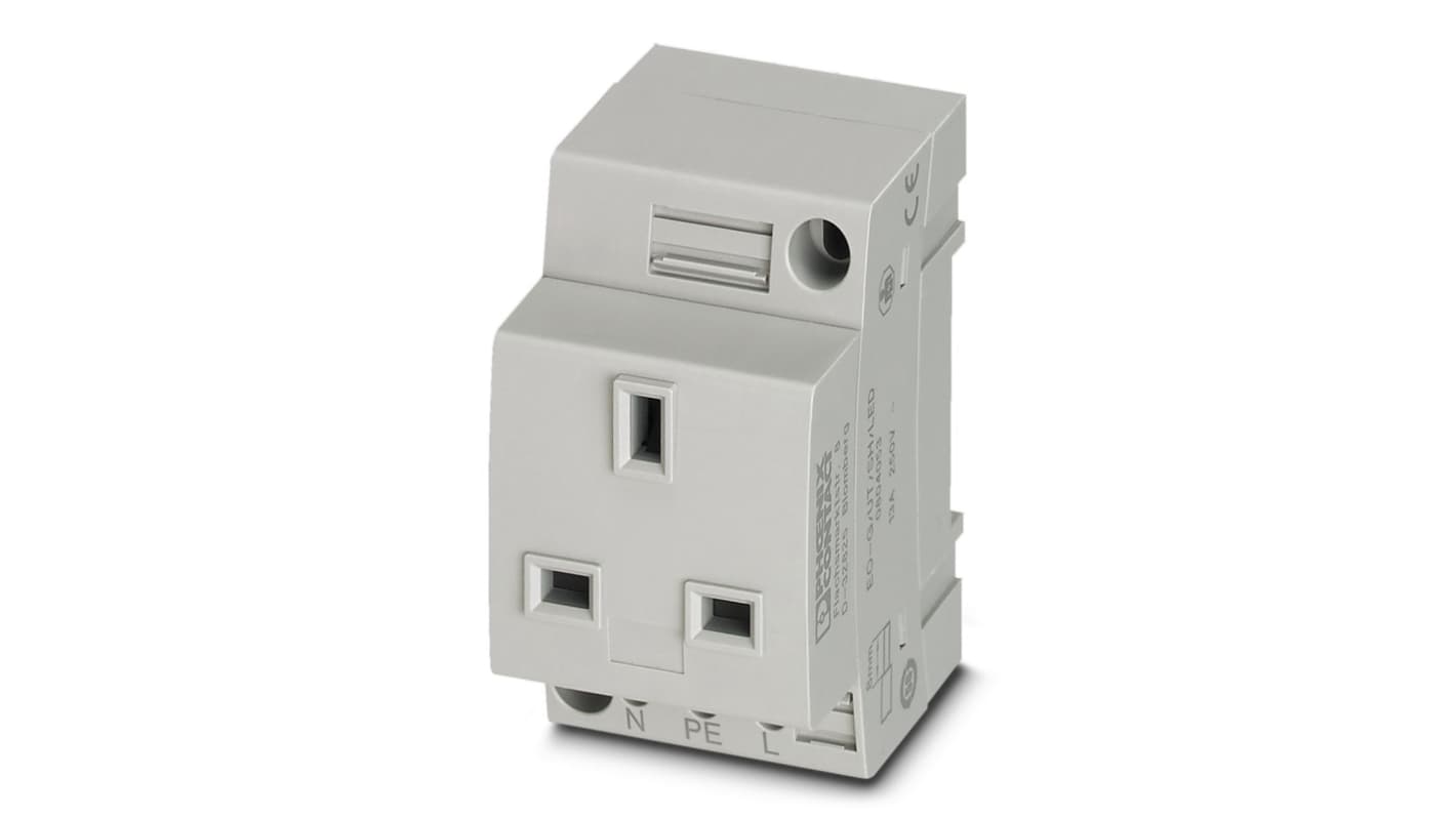 Phoenix Contact Poland Mains Sockets, 13A Grey, DIN Rail Mount Polyamide, 250 V