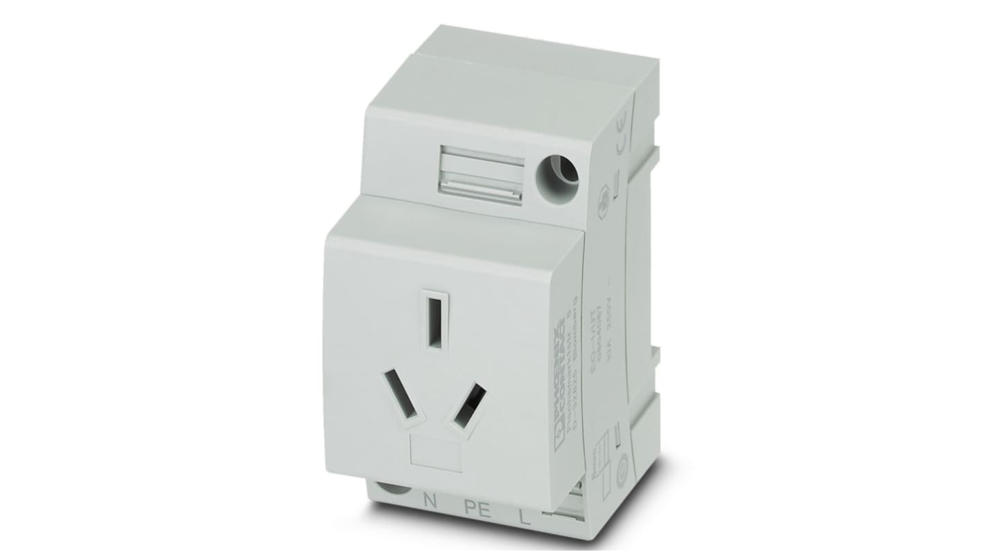 Phoenix Contact Mains Sockets, 10A, DIN Rail Mount, 250 V